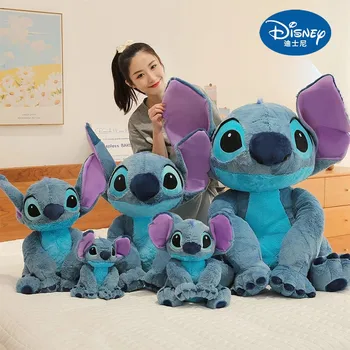 Disney Lilo &Stitch Dívka Plyšové Hračky, Karikatura Vycpaných Zvířat Panenka Polštář Polštář Pár Děti, Vánoční Dárky, Modrá Velká Velikost