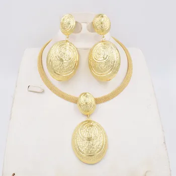 NOVÉ Vysoce Kvalitní Itálii 750 barva Zlata Šperky Set Pro Ženy, africké korálky jewlery módní náhrdelník náušnice šperky set