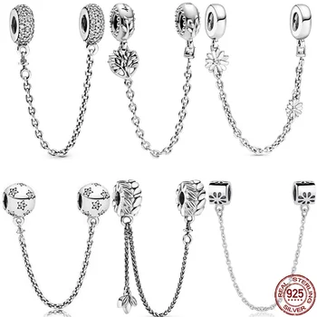 Hot Prodej stříbrná barva 6 Klasické Bezpečnostní Řetězy Kouzlo&Korálky Fit Originální 3mm Náramek A Náramek Výrobu Módní Šperky DIY