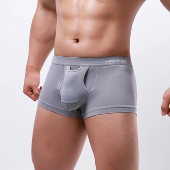 AIIOU Muži spodní Prádlo Kvalitní Zdravotní Odděleny Pad Varlat Mužské Spodky Velké Velikosti Sexy Muž Prodyšný Gay Boxer Shorts Kalhotky