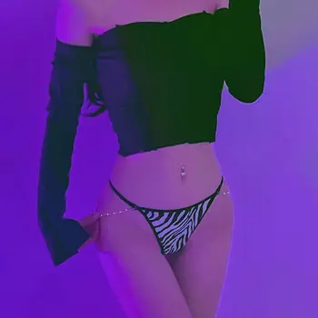 Sexy Hot Girl Styl Tanga s Nízkým Pasem Leopard Kalhotky Dámské spodní Prádlo Odnímatelné Kovové Bikiny Tělo Řetěz Dekorace Kalhotky