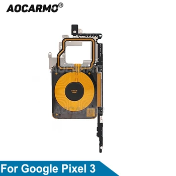 Aocarmo Pro Google Pixel 3 Nabíječka Bezdrátová Nabíjecí Indukční Cívka S NFC Kovový Držák Krytu Opravy Dílů