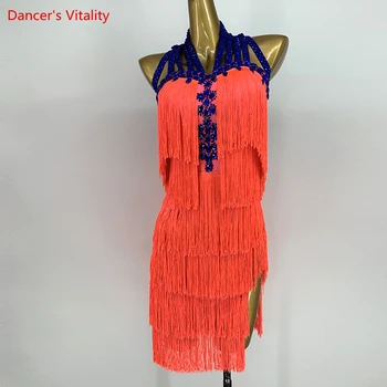 Latinské Taneční Profese, Oblečení pro Ženy latinské Tance Střapcem Sukně Cusomzied Dospělé Děti, Chacha, Rumba Taneční Šaty s Třásněmi