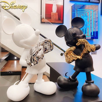 Disney Karikatury Mickey Mouse 30cm Animace Modelu Pryskyřice Anime Panenky Černý Mickey Love Ornament Akční Obrázek Hračky pro Děti