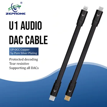 Zephone U1 UP-OCC Měď 5u Čistého Stříbra Pokovování Audio DAC Kabel - Lightning/Typ-C/Micro USB/WM-Port/USB (A)