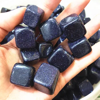 Krystal Spadl kámen přírodní Modrá pískovec Křemenný štěrk cube palm kámen Reiki Léčení