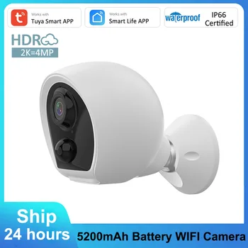Tuya Smart 4MP Baterie IP WIFI Kamera Domácí Bezpečnostní Venkovní krytí IP66 Vodotěsné Bezdrátové CCTV Video Surveillance Infračervený PIR Kamera