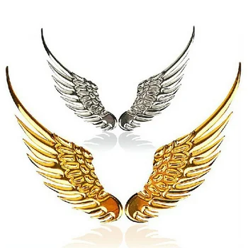 1pár 3D Trojrozměrný Slitiny Kovu Auta, Samolepky Anděl Hawk Eagle Křídla Znak Odznak Obtisk Auto Logo Nálepka Golden Stříbrné Volitelné