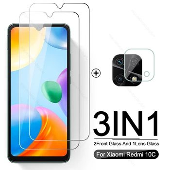 Pro Xiaomi Redmi 10C Případě 3V1 Objektiv Fotoaparátu Chránič Obrazovky Tvrzeného Skla Kryt Redmi10C Ochranný Film Redmy 10C 10 C 9C NFC