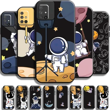 Astronaut Dalekohled Pro Samsung Galaxy M51 Telefon Případ Černé Zpět Nárazuvzdorný Kryt Funda Měkké TPU Carcasa Plnou Ochranu