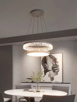 Nový Moderní Kulatý Prsten Led Lustr Dálkové Ovládání Přívěsek Lampy Pro Obývací Pokoj Kuchyň Ložnice Domácí Dekor, Závěsné Svítidlo