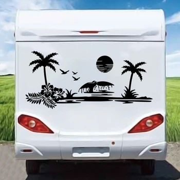 Kemp KARAVAN, Auto, Truck Samolepky západu Slunce Surfování Palm Tree Caravan Karavan Pláž Krajina Auto Vozidlo Obtisk Vinyl