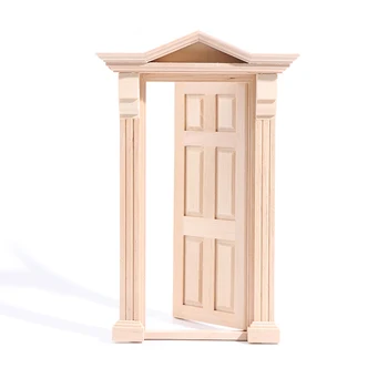 Nové Příjezdu Nepigmentovaná 1:12 Měřítku panenky dům Miniaturní Dřevěné Dveře DIY Nábytek Dekor Hračka