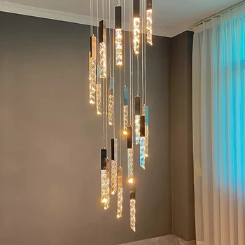 Moderní LED Lustry Křišťálové Schodiště Světla, Vnitřní Osvětlení Chrome Zlaté Dlouhé Spirály Lampa Obývací Pokoj Kuchyň Hala Domova