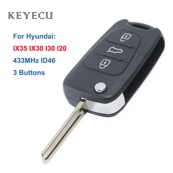 Keyecu Flip Vzdálené klíčenka pro Hyundai I20 IX35 I30 2008 2009 2010 2011 2012, 3 Tlačítko 433MHz ID46 Čip Klíče od Auta