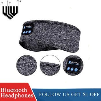 Sluchátka Bluetooth Sport Spaní Čelenka Tenká Měkká Elastická Oční Maska Bezdrátová Hudební Sluchátka Pro Boční Pražce Jóga Běží