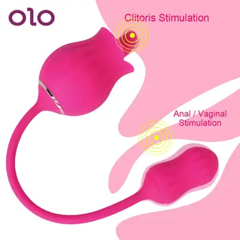OLO G Spot Klitoris Stimulátor Rose Jazyk Lízání Vibrátor 2 V 1 Vaginální Anální Bradavky, Klitoris, Sex Hračky, Ženské Masturbátor