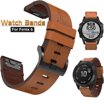 22 mm-Kožený pásek na hodinky Řemínek pro Garmin Fenix 6 /6Pro/5/5Plus/Instinkt Chytré Hodinky Band Rychlé Uvolnění pro Forerunner 935 945