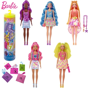 Původní Barbie, Barva Odhalit Neon Tie-Barvivo Série Dívky Panenky Překvapení, Příslušenství Voda-rozpustný Hračky pro Děti, Tie-Barvivo Tisk