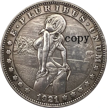 Hobo Nikl 1921-D USA Morgan Dolar MINCE KOPÍROVÁNÍ Typ 276