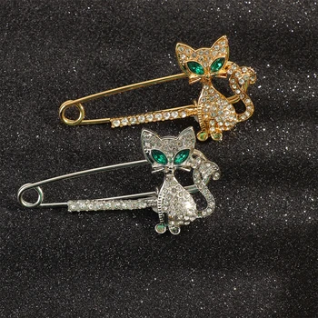Dámské Drahokamu Crystal Brože Roztomilý Kočka Brož Ženy Čepice Šátek Oblek Pin Oblečení Přezky Kolíky Pro Dámy