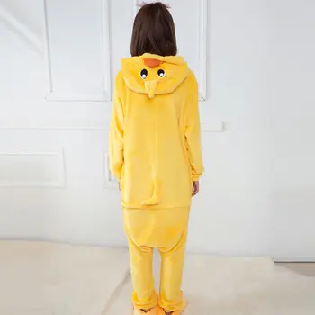 Kigurumi Žlutá Kachna Pyžamo Animal Party Cosplay Kostým Flanelové Dupačky Hra Karikatura Oblečení Na Spaní Zvířat