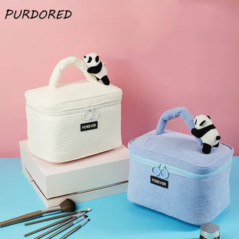 PURDORED 1 Ks Ženy, Roztomilý Panda Make-up Taška Cestovní Velké Měkké Manšestrové Kosmetická Taška Ženy Make-Up Case Set toaletní kufřík Maquillage