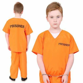 Purim Unisex Childs Oranžová Vězeň Kostým Děti Maškarní kostým Trestanec Hračky Kostým 3-9 let