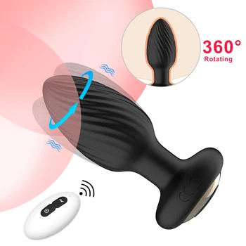 360° Rotační Anální Plug Vibrátory pro muže, Masáž Prostaty Vaginální G-Spot Stimulovat Bezdrátové Dálkové Ovládání erotické Hračky Pro Dospělé