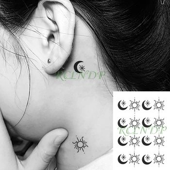Vodotěsný Dočasné Tetování Nálepka Minimalistický Malé Sun Moon Tetování V Ruce, Krk, Hlavu, Tělo Umění Falešné Tetování, Muži, Ženy, Děti