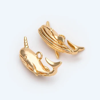 4ks Zlaté 3D Velryby Kouzlo pro Výrobu Šperků DIY Přívěsky Náhrdelník Náramky Velkoobchodní prodej Příslušenství (GB-2542)
