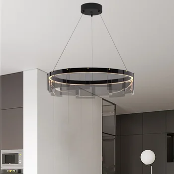 Stratos LED Lustr moderní skleněný LED světlo luxusní minimalistický lehký design pro jídelní místnost hala ložnice kroužky lustr