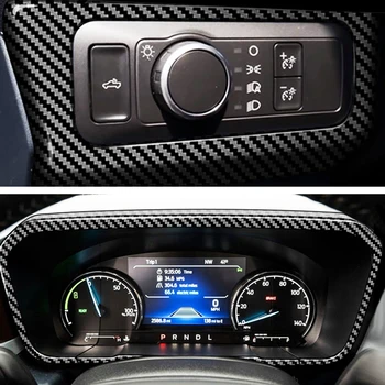 LHD!! Pro Ford Maverick 2022 Uhlíku Styl Palubní Desky Světlometů Head Light Lampa Ovládání Spínače Kryt Čalounění Car Styling