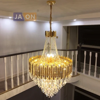 LED Zlata, Stříbra Dimmalbe Křišťálové Závěsné Lampy Lustre Lustr, Osvětlení, Zavěšení Svítidla - Pro Schodišťové Case Foyer