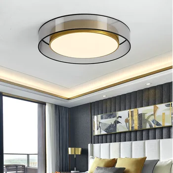 Vysoce Kvalitní LED Stropní Světlo Měď Obývací Pokoj Jednoduchý Kulatý Ložnice Dekorativní Luces Svítidla Lamparas De Techo