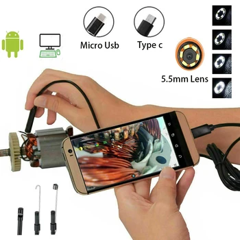 5,5 MM Auto Endoskop 480P Potrubí Endoskopické Video Micro USB Inspekční Had Fotoaparát Typ c Kanalizační Boroskop pro Android Smartphone