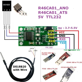 DS18B20 RS485 RS232 TTL Com UART Teplota Pořízení Snímače Modbus RTU pro Arduino PC, PLC, MCU
