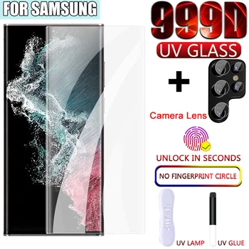2V1 Plný Kryt UV Tvrzené Sklo Pro Samsung Galaxy S21 S22 Ultra Screen Protector Poznámka 20 10 9 8 S20FE 10 Plus E 5G automobilové příslušenství