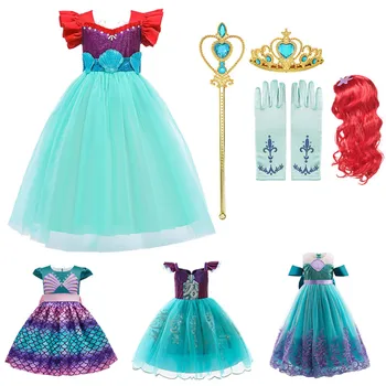 Mořská Víla Ariel Princezna Dívky Šaty Cosplay Kostýmy Děti Halloween Maškarní Kostýmy Děti Karneval, Narozeniny, Party Oblečení, Oblečení