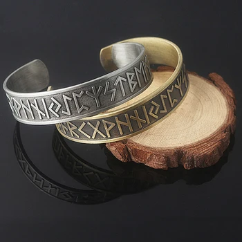 POLEDNE Nordic Viking 24 Runy Kovové Náramky Muži Vintage Talisman, Amulet Manžety Náramky, Ručně vyráběné Šperky Bijoux