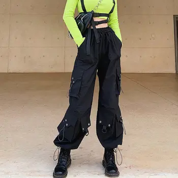 Cargo Kalhoty Dámské Korejština Móda Jaro Léto 2022 Harajuku Streetwear Plus Velikosti Vysokým Pasem Volné Kalhoty Ženské Kalhoty