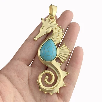 1 Kus Matte Gold Barva Velký mořský Koník Hippocampus Přívěsky Přívěsky & Faux Kámen pro Výrobu Šperků Náhrdelník