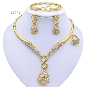 Dubaj Barva Zlata Šperky Módní Šperky Pro Ženy, Náhrdelník A Náušnice Sada komplety de bijoux en plaqué nebo