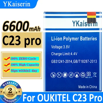 YKaiserin Náhradní Baterie C23 Pro 6600mAh Pro OUKITEL C 23 Pro C23Pro Bateria