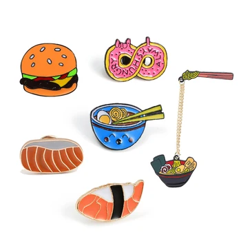 Japonské Potraviny Brože Roztomilé Sushi Ramen Nudle Lososa Hamburger Smalt Pin Košile, Bundy Klopy Odznak Cartoon Šperky Dárek