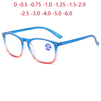 Dvojí Barva Rámu Anti Modré Paprsky Náměstí Předpis Brýlí Se Astigmatismus Krátkozrakost Samozabarvovací Brýle 0 -0.5 -0.75 Až -6