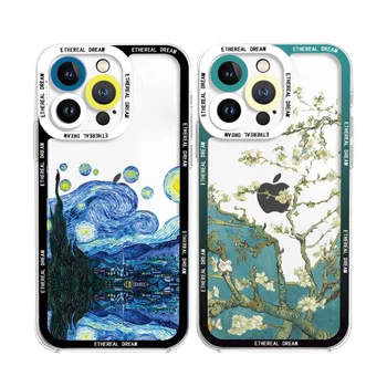 Van Gogh olejomalba Vymazat Telefon Případ Pro Iphone 7 8 Plus SE2 13 12 11 14 Pro Max X XS XR módní Případech Průhledný Kryt Shell