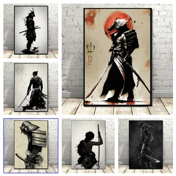 Japonské Kresby Samuraj Malířské Plátno Japonsko Styl Zeď Umění Tiskne Fotografie Anime Modulární Plakát pro Obývací Pokoj Domácí Dekor