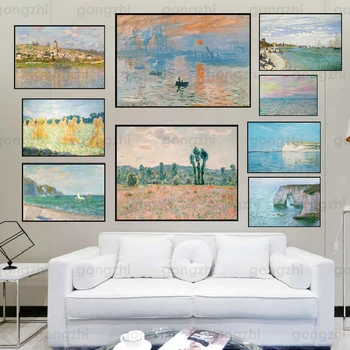Slavný Claude Monet na Plátně Obraz, plakát a otisky Móda Moderní umění Nástěnné obrázky Pro Obývací pokoj ložnice jídelna kavárna