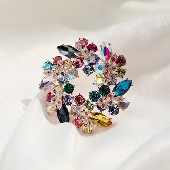 Drahokamu Zářící Brože Pro Ženy, Unisex Luxusní Kytice Crystal Kolíky Módní Elegantní Olivy Brož Kolíky Šaty Klip Šperky